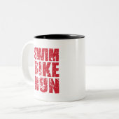 Coole triathlon-design tweekleurige koffiemok (Voorkant links)
