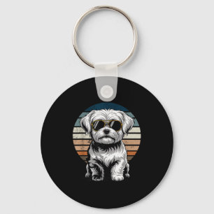 Coole trotse Maltezer mannen vrouwen vintage honde Sleutelhanger