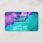 coole turkooise en paarse moderne waterverf visitekaartje (Achterkant)