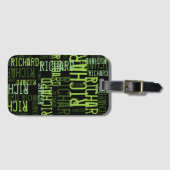 coole typografie limegroene naam op zwart bagagelabel (Voorkant (horizontaal))
