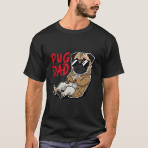Coole uitziende Pug vader met zonnebril hondenlief T-shirt