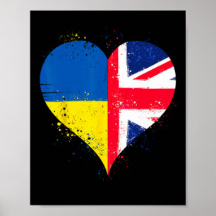 Coole Union Jack en Oekraïense vlag voor trotse Oe Poster