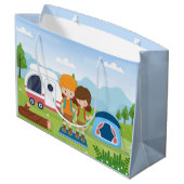 coole unisex kinder camping party voegt naam toe groot cadeauzakje (Achterkant Gekanteld)