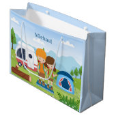 coole unisex kinder camping party voegt naam toe groot cadeauzakje (Voorkant Gekanteld)