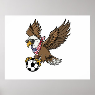 Coole USA-voetbaladelaar-zonnebril vintage patriot Poster