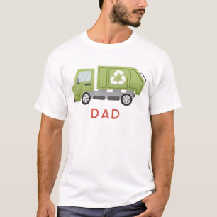 Coole Vader Groene Vuilnis Afvalwagen Voertuig T-shirt