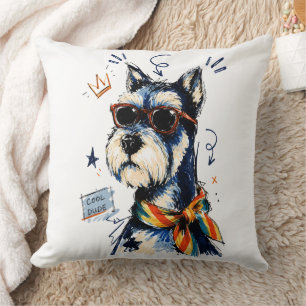 Coole vent Schnauzer hond met zonnebril Kussen