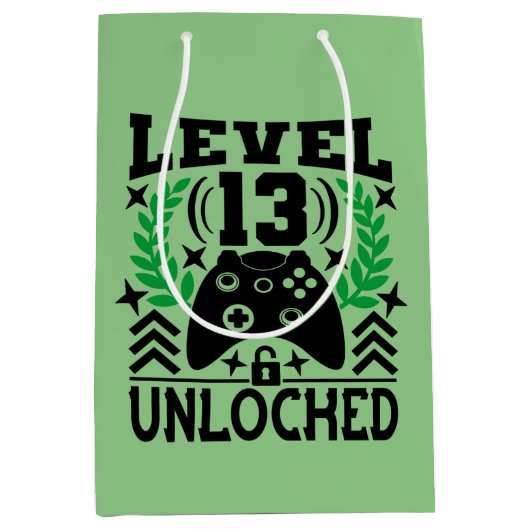 coole videogame 13th Birthday party Medium Cadeauzakje (Voorkant)