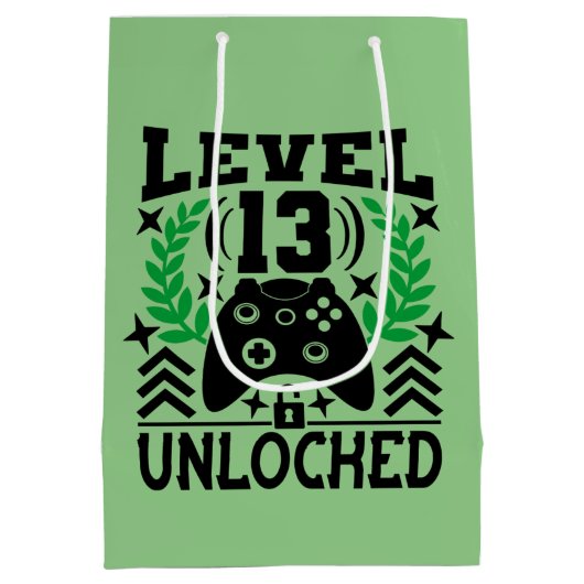 coole videogame 13th Birthday party Medium Cadeauzakje (Achterkant)