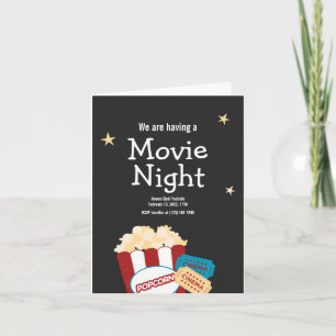 Coole vintage filmavond popcorn uitnodiging