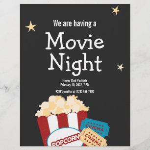 Coole vintage filmavond popcorn uitnodiging flyer