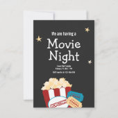 Coole vintage filmnacht Popcorn uitnodiging (Voorkant)