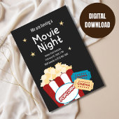Coole vintage filmnacht Popcorn uitnodiging