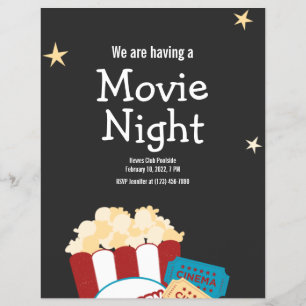 Coole vintage filmnacht Popcorn uitnodiging Flyer