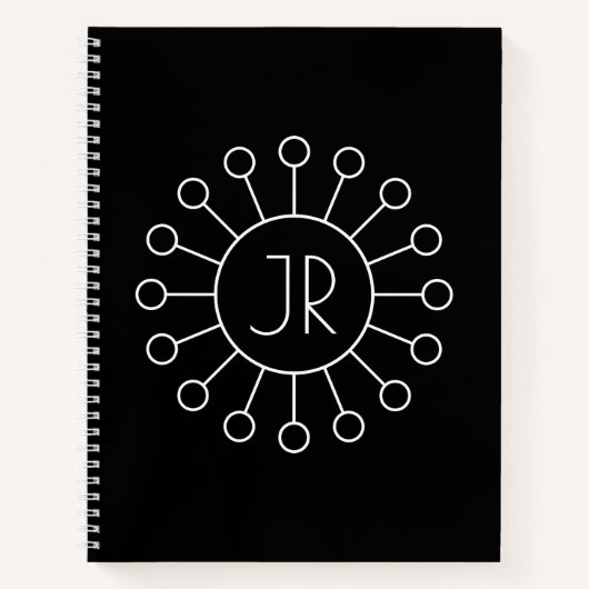Coole vintage logo-stijl monogram | Zwart & Wit Notitieboek (Voorkant)