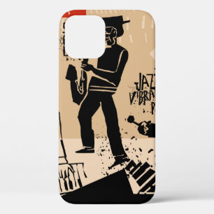 coole vintage van jazz band poster met trompetspel Case-Mate iPhone case