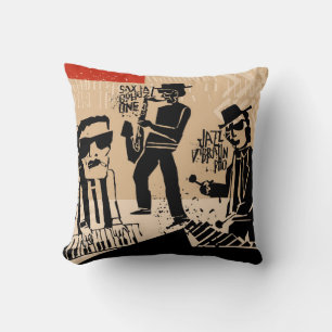 coole vintage van jazz band poster met trompetspel kussen
