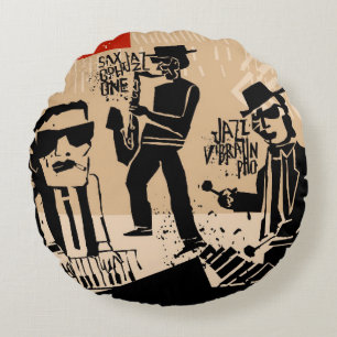 coole vintage van jazz band poster met trompetspel rond kussen