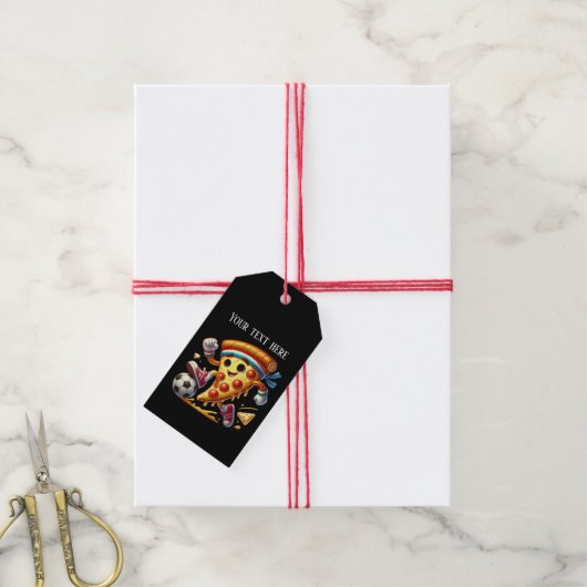 Coole voetbal liefhebbers pizza feestje cadeaulabel (Met Touw)