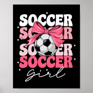 Coole Voetbal Meisje Meisjes Coquette Boog Voetbal Poster