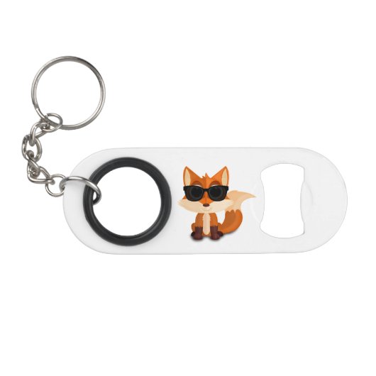 Coole Vos met Zonnebril Leuke Cartoon Dier Mini Flessenopener (Voorkant (Horizontaal))
