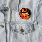 Coole Vos met Zonnebril Vuur Verf Ronde Button 5,7 Cm (In situ)