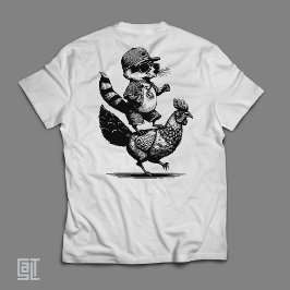 Coole Wasbeer Die Op Een Kip Rijdt  Grappige Urban T-shirt