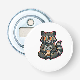 Coole Wasbeer Drinkend Havermelk Ijs Koffie Button Flesopener