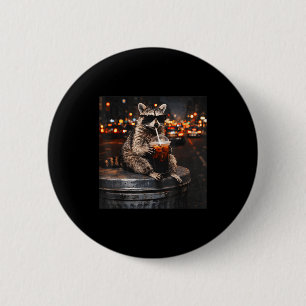 Coole wasbeer drinkt ijskoude koffie dier katten m ronde button 5,7 cm