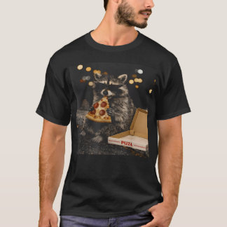 Coole Wasbeer Eet Pizza Grappig Dier T-shirt