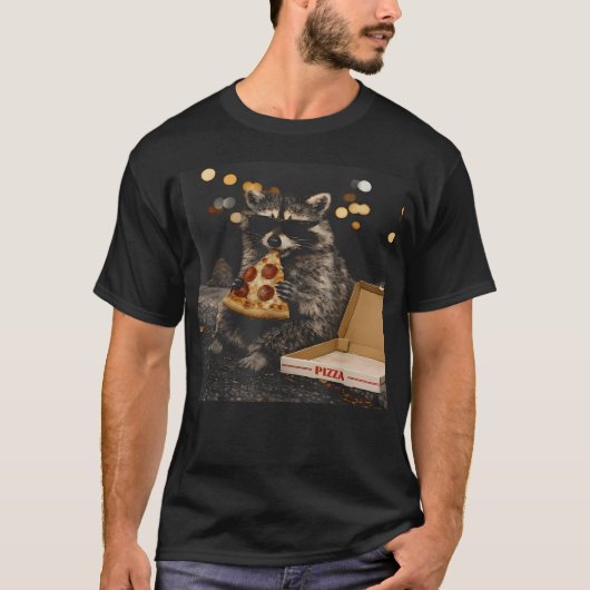 Coole Wasbeer Eet Pizza Grappig Dier T-shirt (Voorkant)