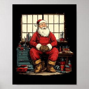 Coole Werkplaats Kerstman Met Sleutels Tool Kostuu Poster