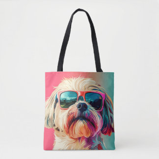 Coole West Highland White Terrier-hond met zonnebr Tote Bag