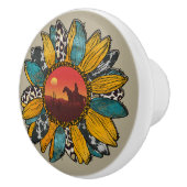 coole Westerne zonnebloempauze Keramische Knop (Rechts)