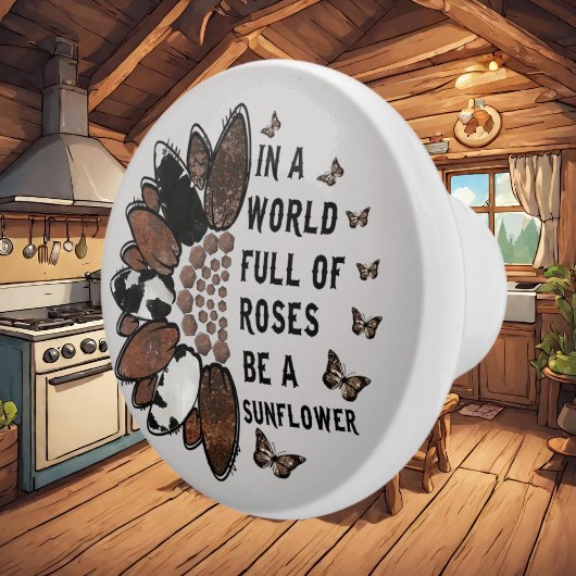 coole Westerne zonnebloempitatie Keramische Knop