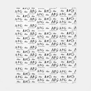 coole whiteblanket met patroon van zwarte namen fleece deken