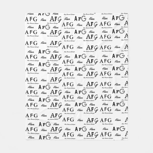 coole whiteblanket met patroon van zwarte namen fleece deken (Voorkant)
