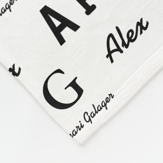 coole whiteblanket met patroon van zwarte namen fleece deken (Hoek)