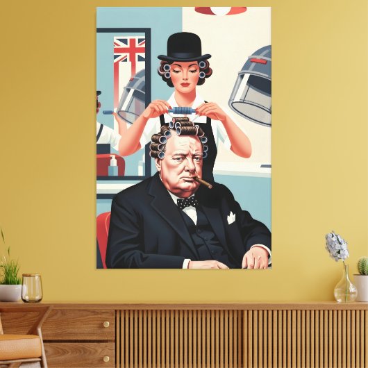 Coole Winston Churchill Canvas Afdruk (Insitu (Woonkamer))