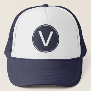 coole, witte en marineblauwe monogram beginletter trucker pet