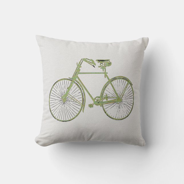 coole witte groene fiets Throw kussen (Voorkant)