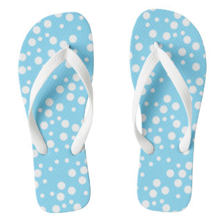 Coole witte polka stippen lichte blauwe flip flops