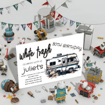 Coole witte vuilnis 30e verjaardagsuitnodigingen