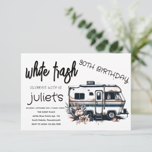 Coole witte vuilnis 30ste verjaardagsuitnodigingen kaart (Staand voorkant)