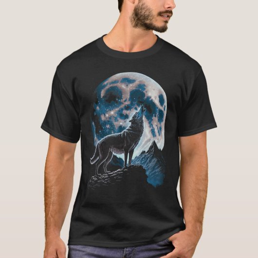 Coole Wolf Huilend naar de Maan - Wolfliefhebber T-shirt (Voorkant)