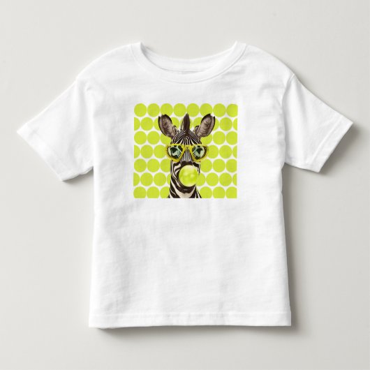 Coole zebra met zonnebril & bubblegum Pop Art Kinder Shirts (Voorkant)