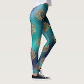 coole zeekleurde glitter blauwe goudschelp unicorn leggings (Rechts)