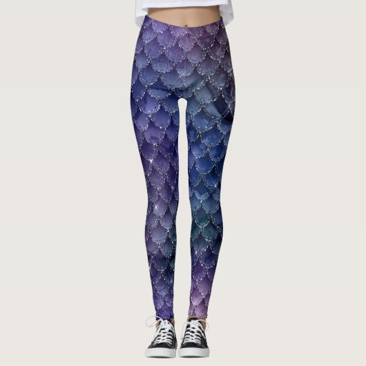 coole zeemeermin glitter blauwe groene watereenhoo leggings (Voorkant)