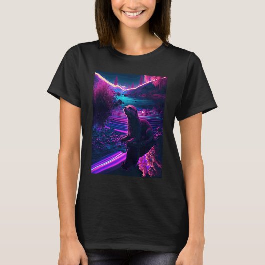 Coole Zeeotter Synthwave Zwervende Otter T-shirt (Voorkant)