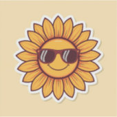 Coole Zonnebloem met Zonnebril Sticker (Voorkant)